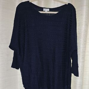 Market & Spruce Navy Textured Blouse